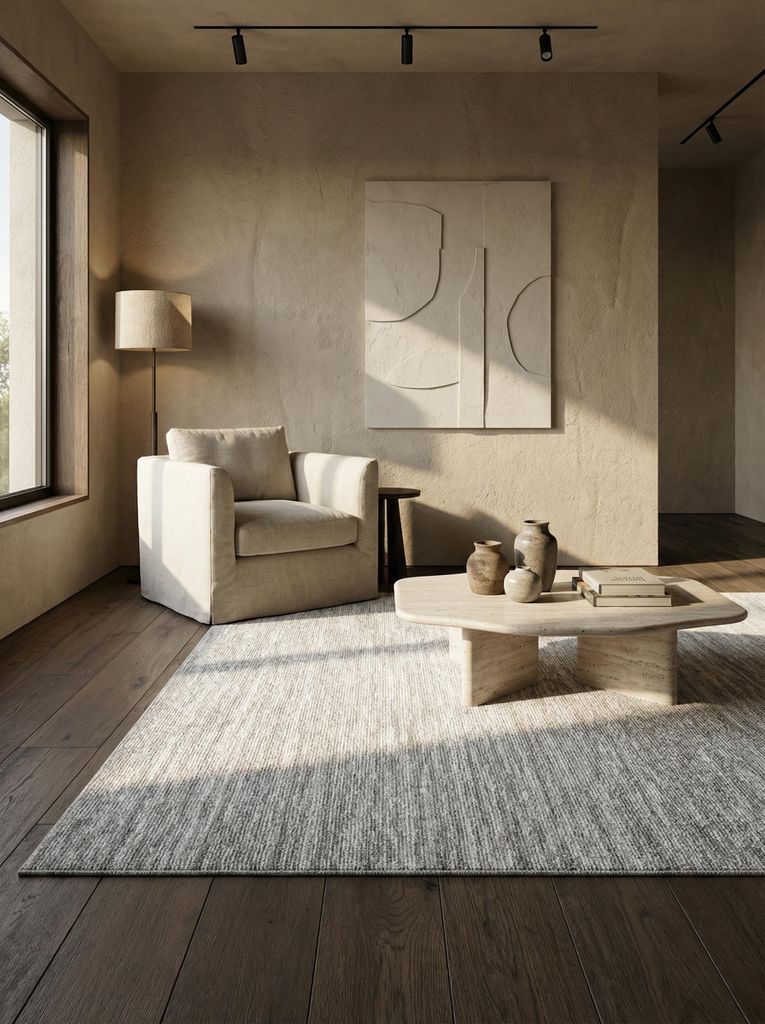 Wohnzimmerteppich Uni Modern Waschbar Strapazierfähig | Creme 240x340 cm Schlafzimmer Schadstoff Saugroboter geeignet | AMMER – Kadima Design