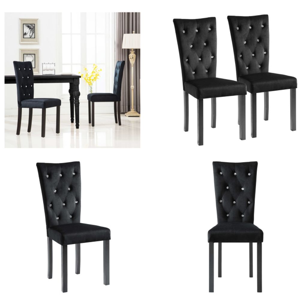 vidaXL Esszimmerstühle 2 Stk. Schwarz Samt - Esszimmerstuhl - Esszimmerstühle - Küchenstuhl - Küchenstühle