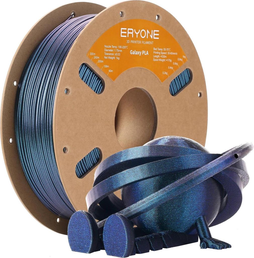 PLA 3D-Drucker Filament - Glitter PLA - 1,75 mm - Sauber gewickelte 1 kg Spule - Für FDM 3D-Drucker und 3D-Stift - Dunkel leuchtend Blau