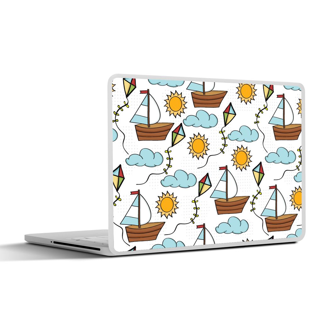 MuchoWow Laptop Aufkleber Sticker Cover Drachen - Sommer - Boot - Muster 30x22 cm - Laptop-Sticker