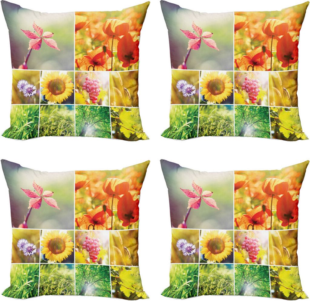 ABAKUHAUS Land Kissenbezug Set (4 Stück), Blume Blick auf die Landschaft, Moderner Doppelseitiger Digitaldruck, 60 cm x 60 cm, Mehrfarbig