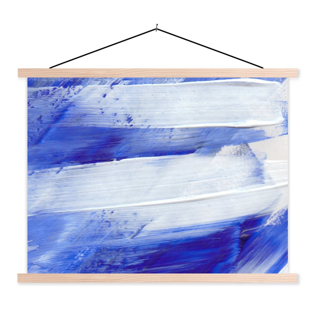 MuchoWow Textilposter Farbe - Design - Blau 120x90 cm mit holzfarbenen Rahmen - Magnetisch