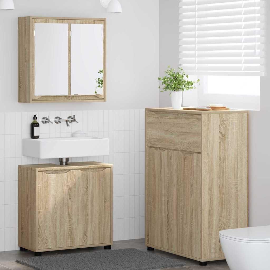 Maison Exclusive - Badezimmermöbel-Set mit Regal 3 pcs Sonoma-Eiche Holzwerkstoff