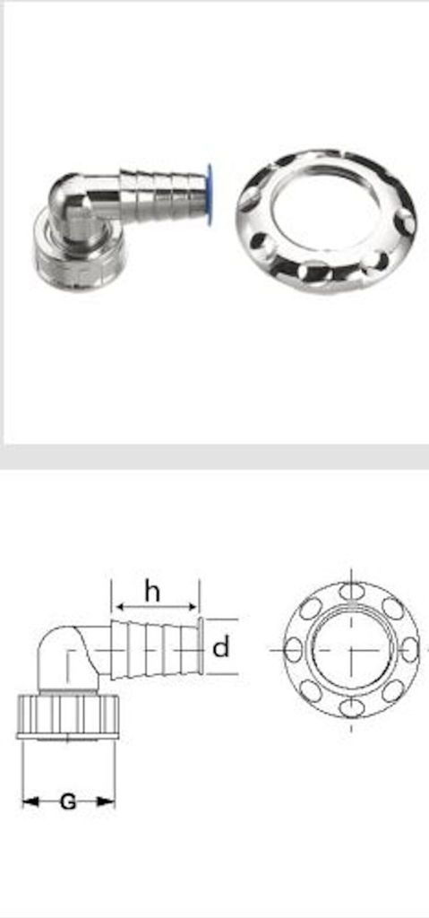 Haas Kunststoff Anschlusswinkel 1 Zoll Schlauchtülle für Unterputzsiphon chrom