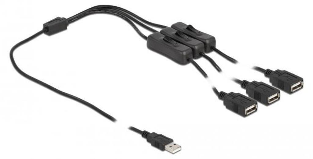 Delock Kabel USB Typ-A Stecker zu 3 x USB Typ-A Buchse mit Schalter 1 m