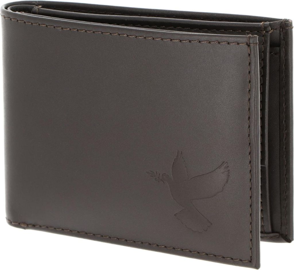 oxmox Leder Geldbörse Leather RFID Protect Pocketbörse Freedom Pigeon Embossed Brown dunkelbraun