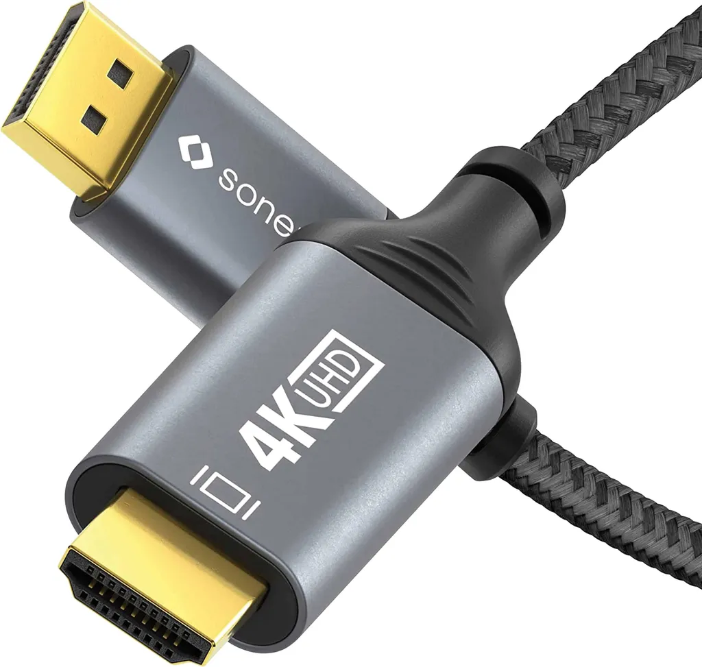 SONERO Cavo DisplayPort, DP/HDMI, maschio/maschio, 4K60, grigio/nero, 1 m