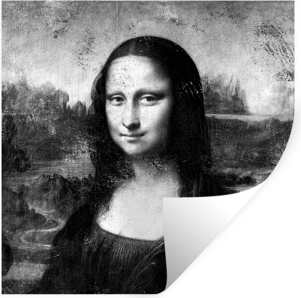 MuchoWow Wandtattoo Wandsticker Wandaufkleber Mona Lisa - Leonardo da Vinci - Schwarz - Weiß 50x50 cm Selbstklebend und Repositionierbar - Selbs...