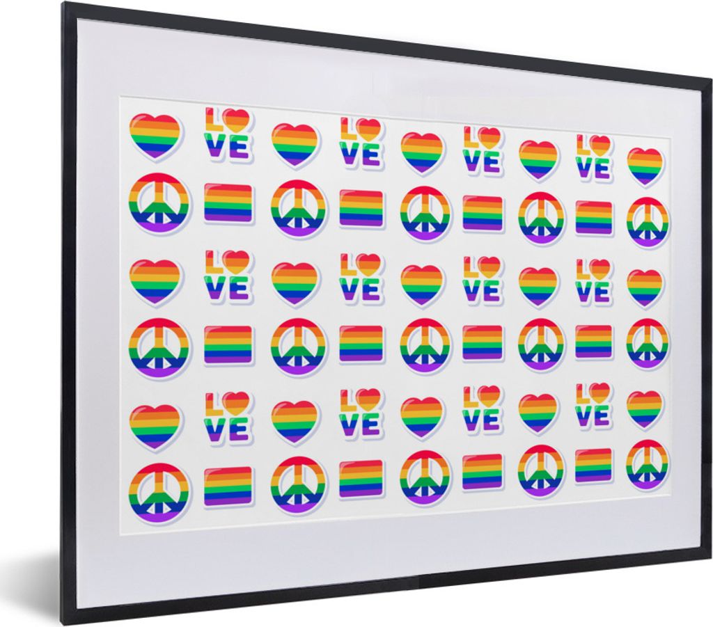 MuchoWow® Gerahmtes Poster Stolz - Regenbogen - Liebe 40x30 Produktbild 