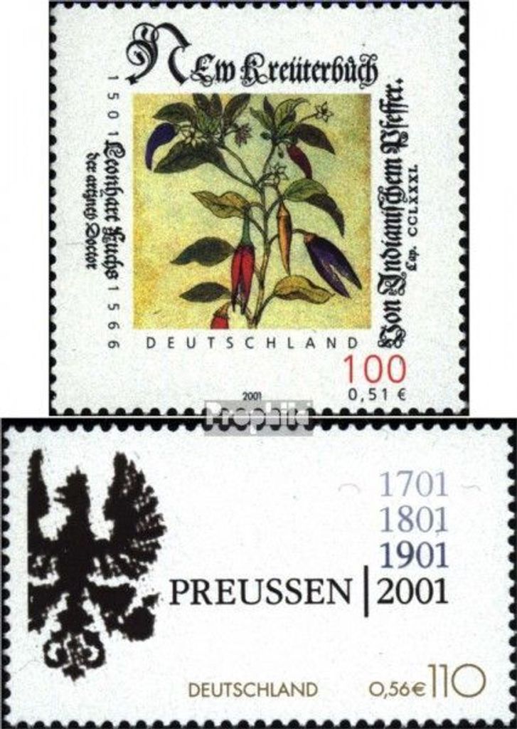 Briefmarken BRD (BR.Deutschland) 2001 Mi 2161,2162 (kompl.Ausg.) gestempelt Leonhart Fuchs