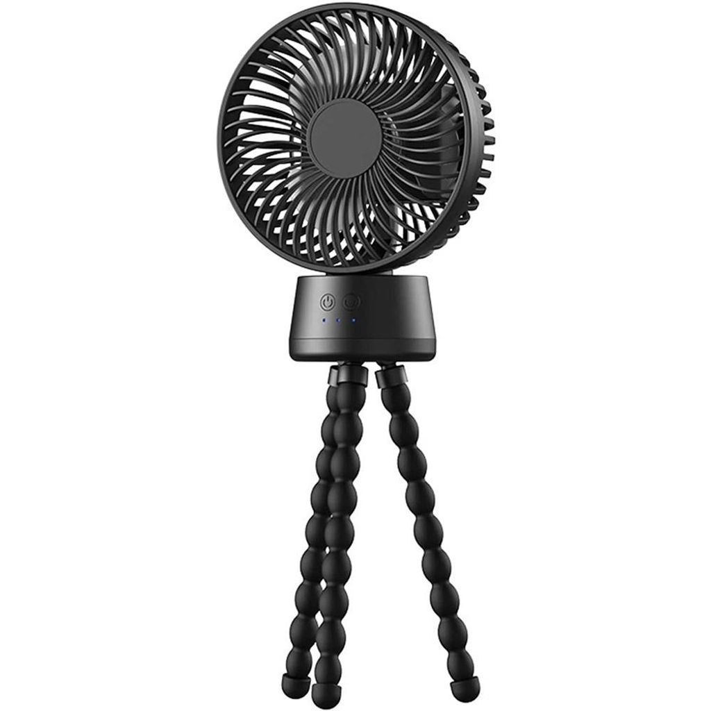 Kinderwagen Ventilator, 10000mAh Clip Fan mit LED-Nachtlicht, automatische Oszillation, 3 Geschwindigkeiten, leise USB-C Tischventilator, Schwarz