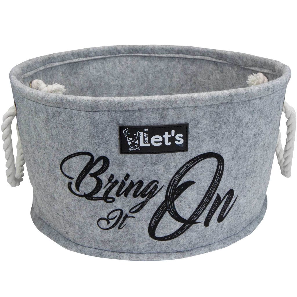 Cestino decorativo per cani "Let's Bring It On" grigio Immagine del prodotto 