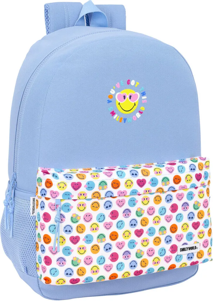 Offerta Zaino Smiley Joyful Blue 30x46x14cm | Ultimi Pezzi Scuola