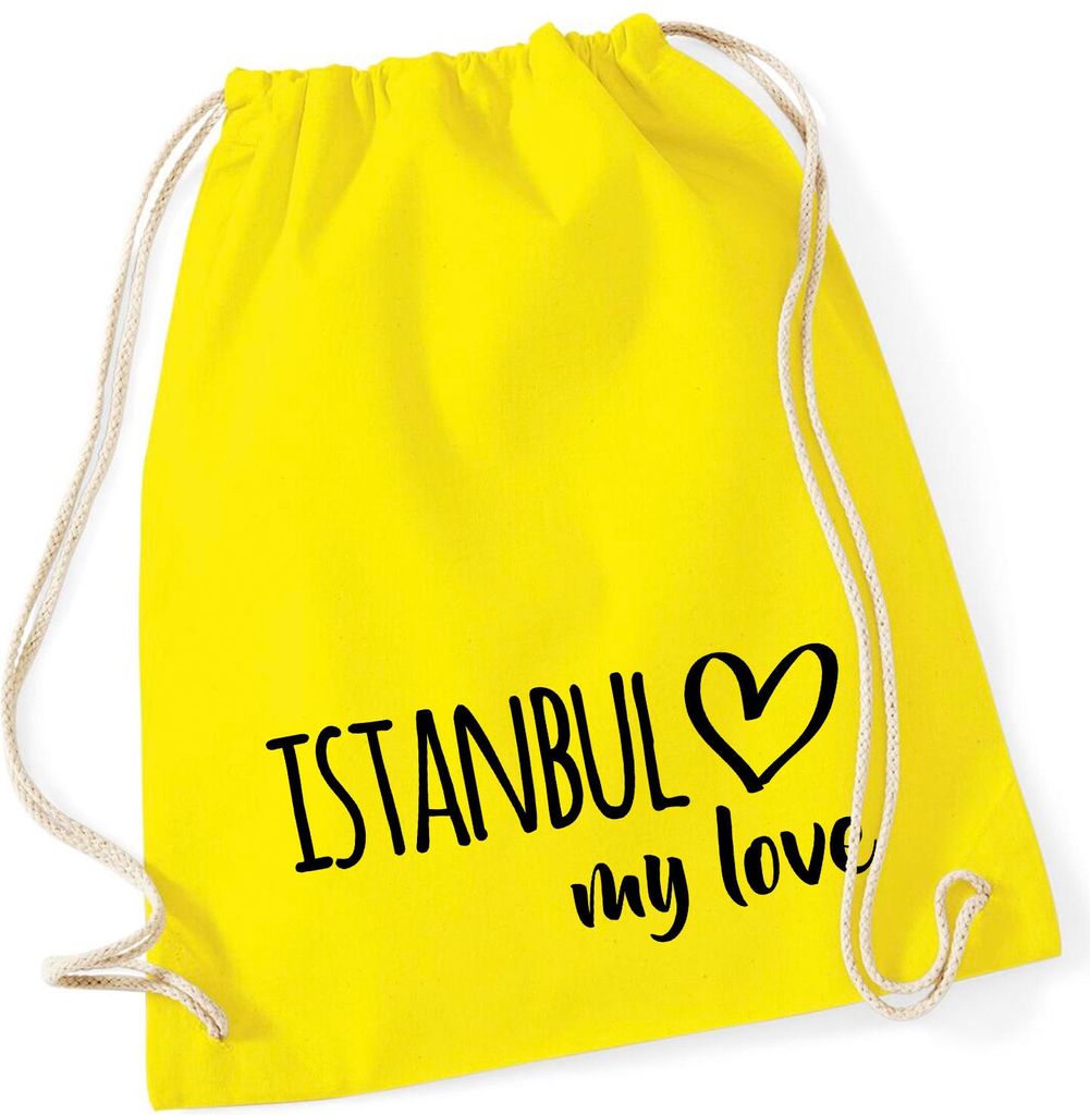 Huuraa Turnbeutel Istanbul my love 12 Liter Yellow Baumwolle Rucksack Geschenkidee