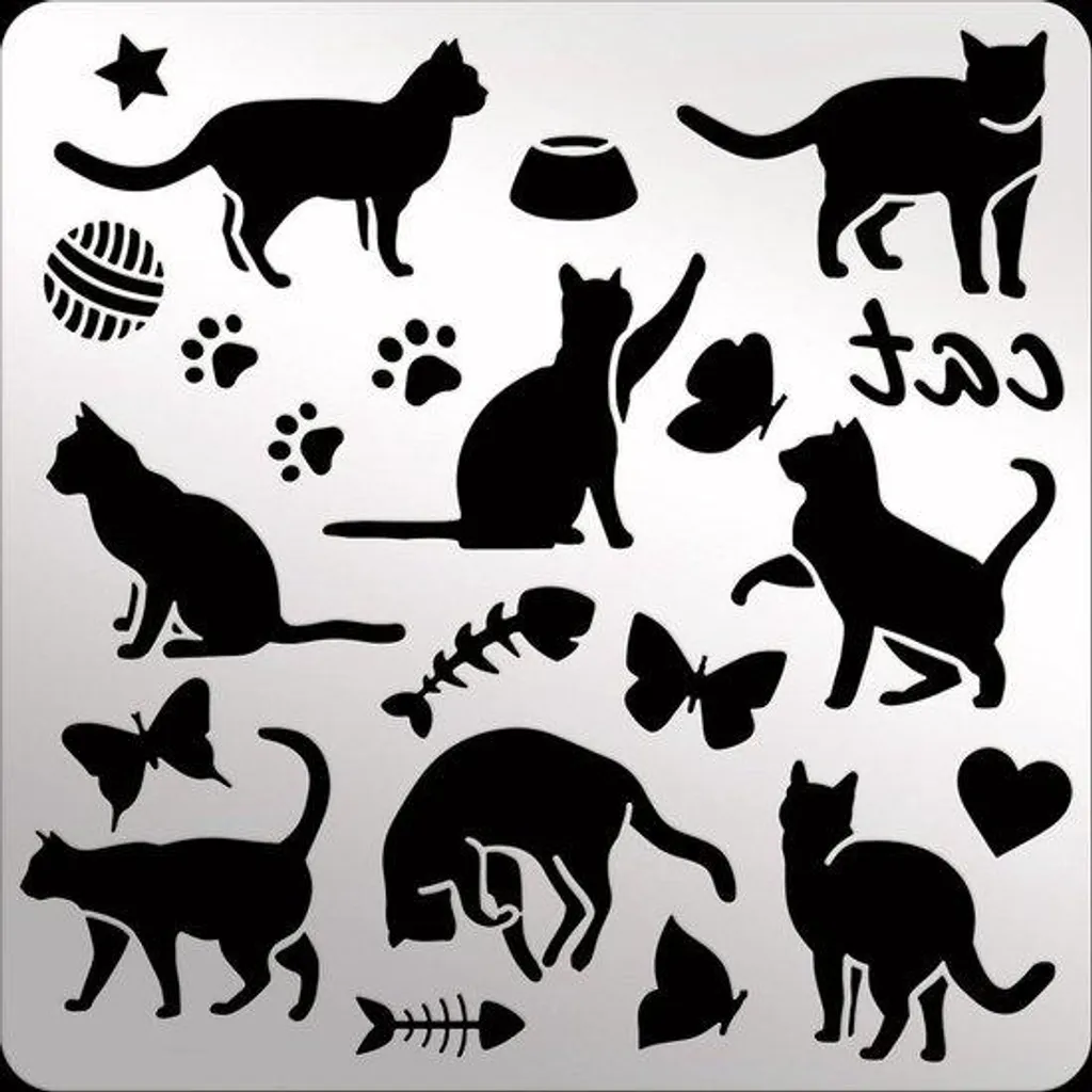 Pochoir en Acier Inoxydable Motif Chat 15,5 cm Résistant à la Chaleur
