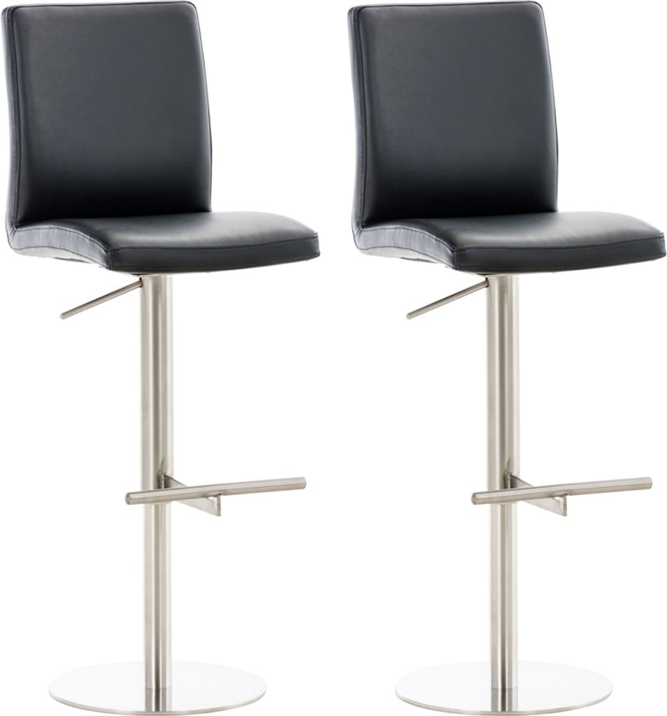 2er Set Barhocker HLO-CP10 Kunstleder edelstahl schwarz