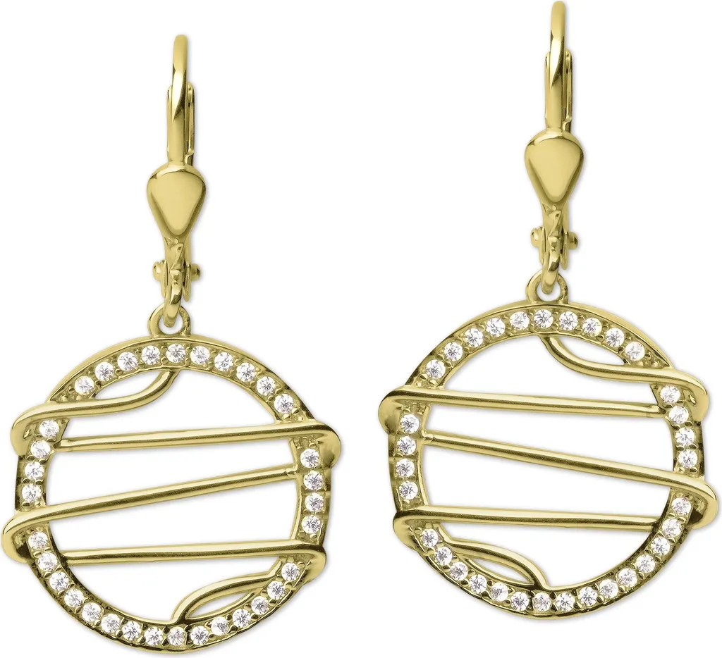 Puces d'oreilles en or jaune et zirconia brillant pour femme GoldDream