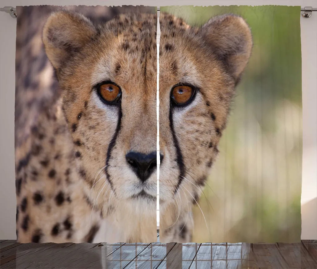 Rideau à Fronces Imprimé Guépard Multicolore pour Chambre 280x225cm