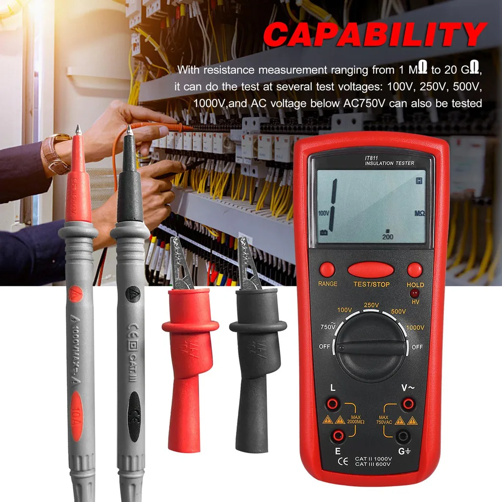 Ohmmètre numérique haute précision pour test de résistance 2000 MΩ