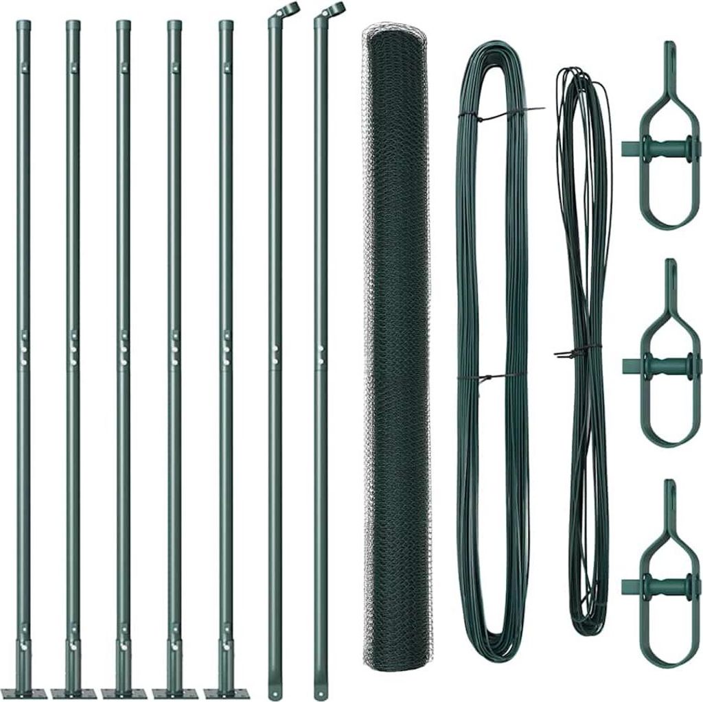 vidaXL Zaunpfosten Grün 10 x 1,4 m (13 mm Maschen) Stahl und PVC