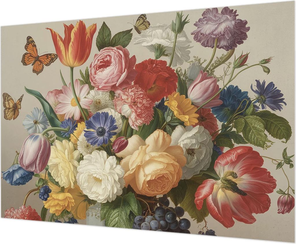 Wandtapete - Dekorative Tapete für Wohnzimmer - Tapetenfolie für Wanddekoration - 208x146 cm - Blumen und Schmetterlinge