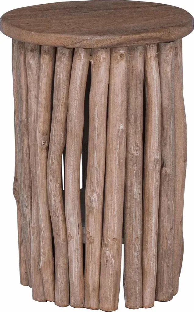 Tabouret Naturel 30x30x45 cm en Bois de Teck Massif Durable et Robuste