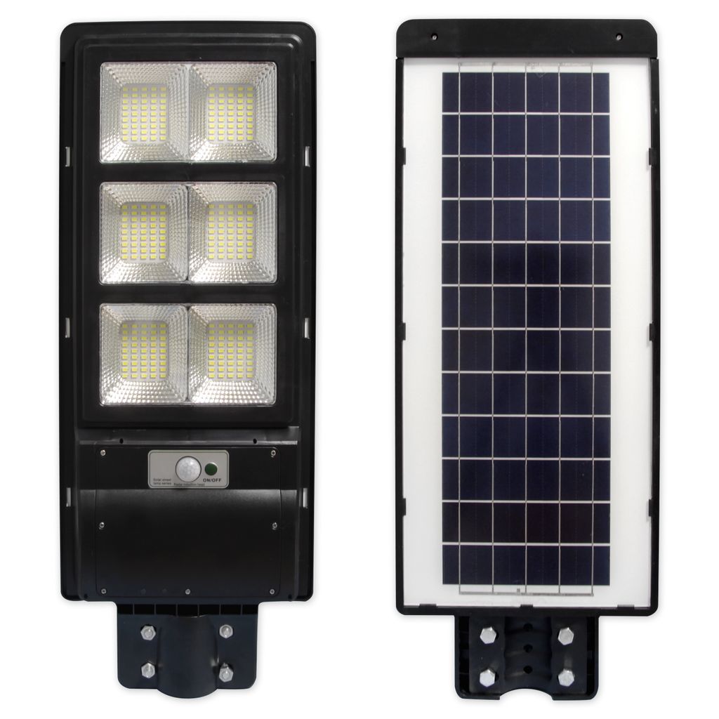LED Solar Gartenleuchte 6000K Kaltweiß 6000lm 270W 120° IP65 PIR Bewegungsmelder Mastleuchte Fernbedienung Schwarz