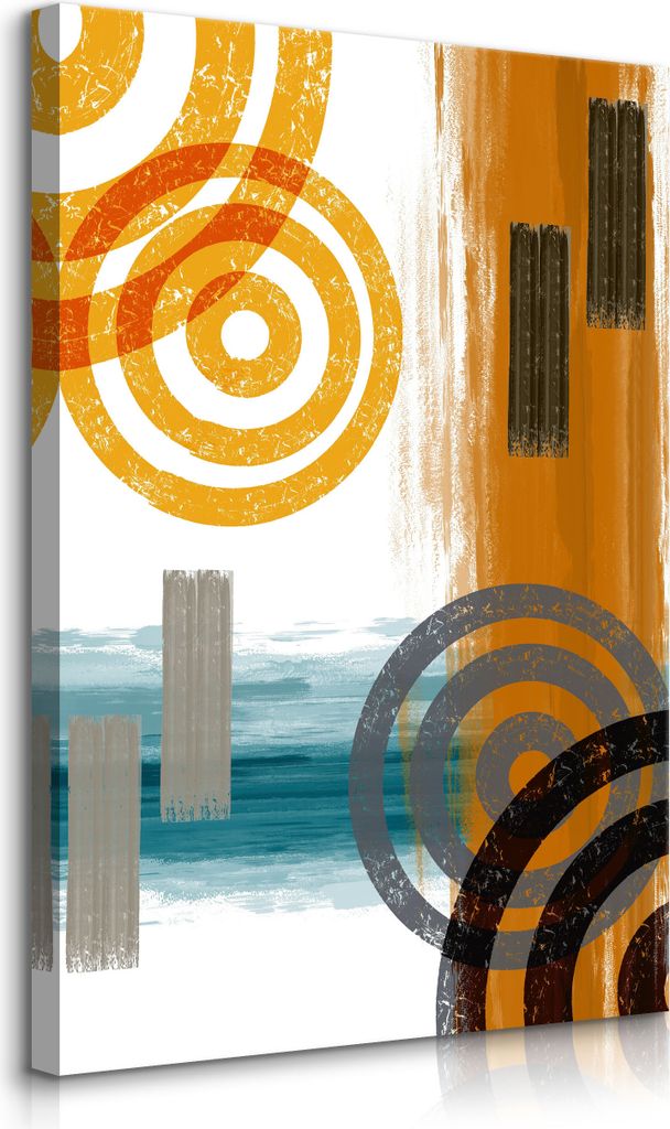 Muralo Leinwandbild Canvas KREISE Geometrische Muster Abstraktion Wandbild Boho Stil Br. 40cm x Hö. 50cm