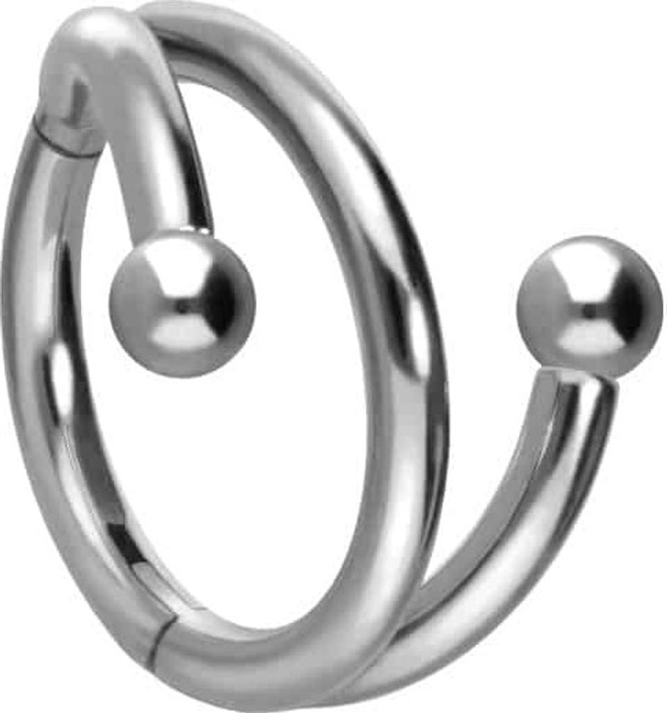 Ohrpiercing, Nasenpiercing, Septum Piercing Titan Segmentring Clicker mit Innengewinde 3 RINGE + 2 KUGELN Silber Innendurchmesser: 8mm | Kugelgrö...