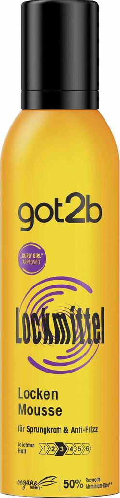 got2b Lockmittel Schaumfestiger 250ml Curl Mousse with Hold 3 for Defined Curls and Bounce, Tames Flyaways with Anti-Frizz Effect