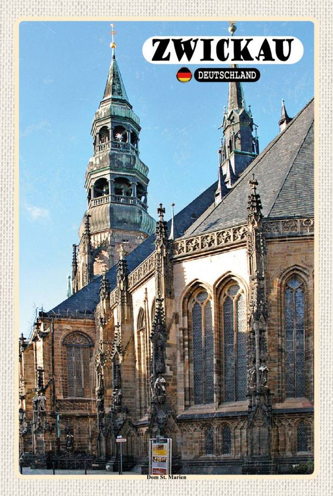 vianmo Holzschild 18x12 cm Zwickau Dom St. Marien Kirche Bildmotiv Reisemotiv Abenteuer Reisen