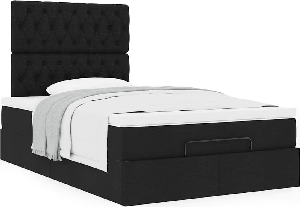 Maison Exclusive - Ottoman-Bett mit Matratze Schwarz 120x200 cm Stoff
