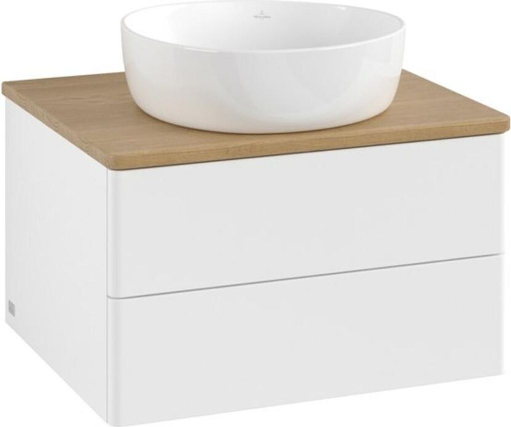 V&B Waschtischunterschrank ohne Frontstruktur -Beleuchtung Antao 60x36x50cm, WBP-farbe hon. Oa, wh. m Lac