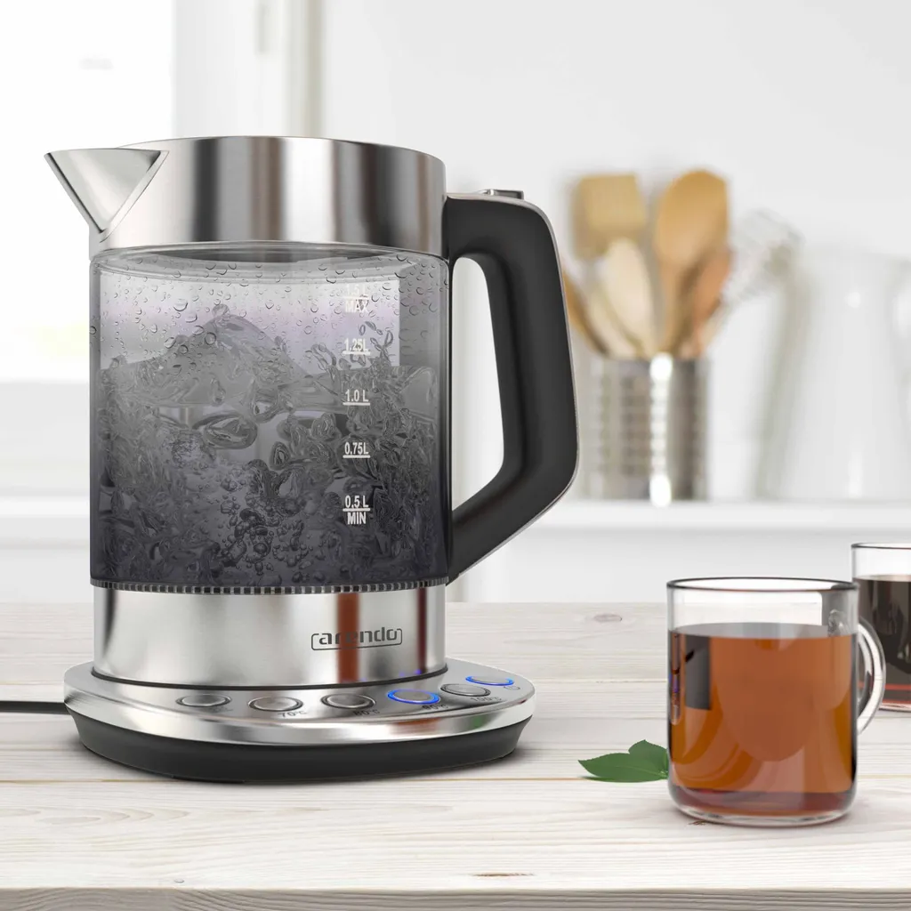 Arendo Precision Kettle 1.5L 2200W | Vetro Borosilicato e Stazione Base