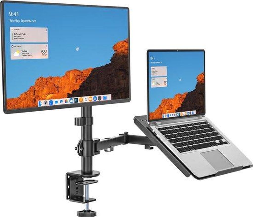 Ergonomische laptop- en tablethouder met extra lade