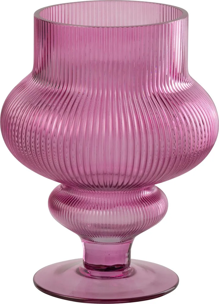Petit vase fuchsia Ada Gerillt J-Line en verre strié haut de gamme