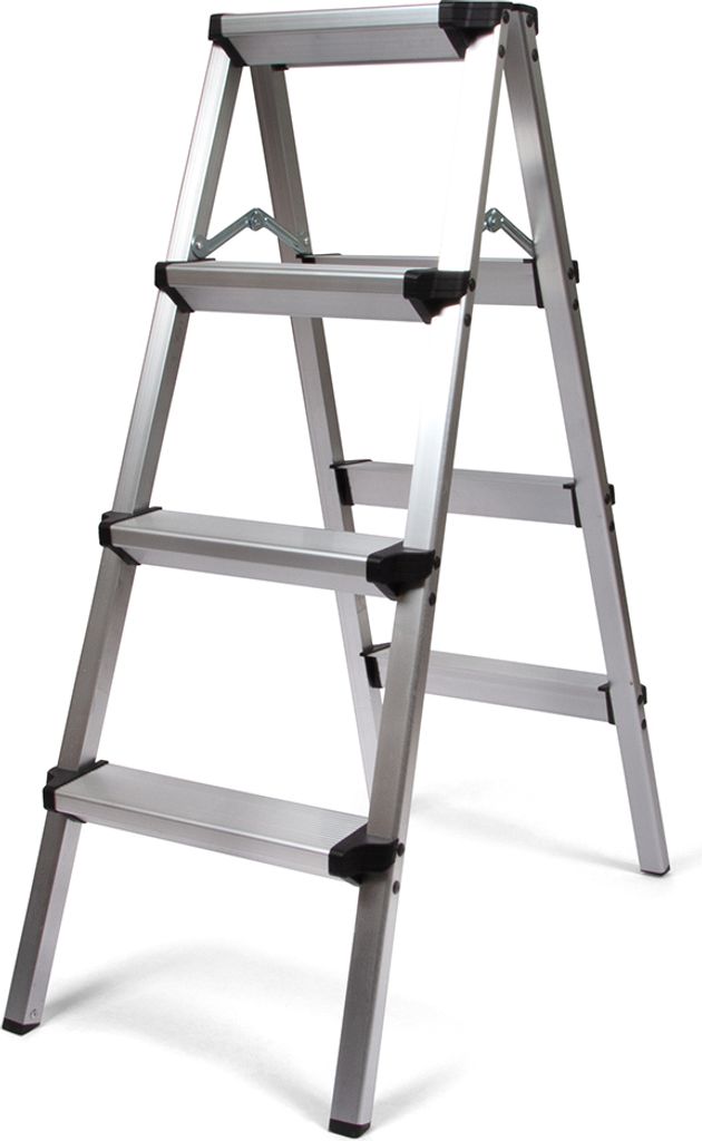 Milton & Oldbrook Aluminium Doppel-Haushaltsleiter Odesa 4 Stufen