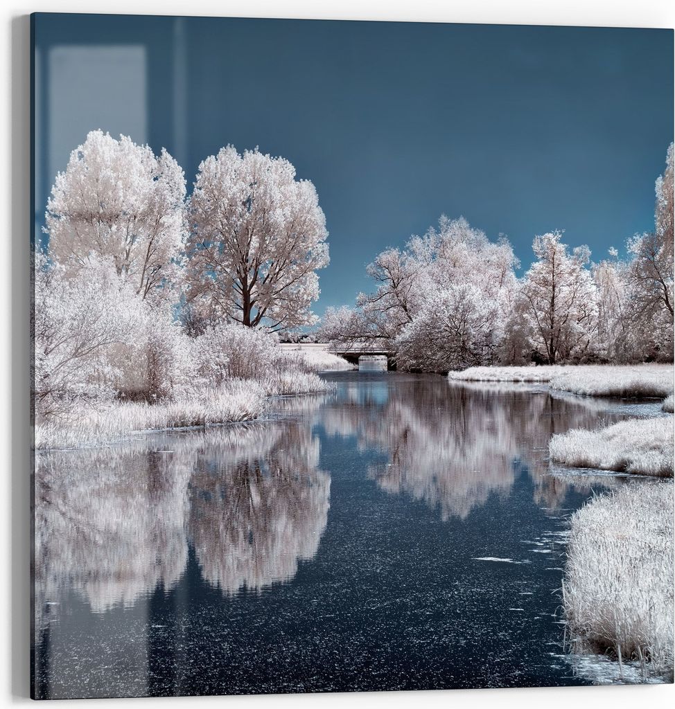 DEQORI Magnettafel Glas 30x30 cm 'Stille Wasser' beschreibbar Whiteboard Pinnwand Küche