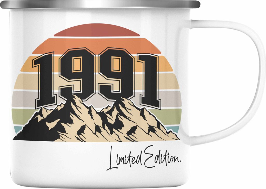 Trendation - 30. Geburtstag Emaille Tasse Frau Mann Geschenk 30er 30 Mutter Vater Männer Frauen Lustig Geschenke Geschenkidee (Silber)