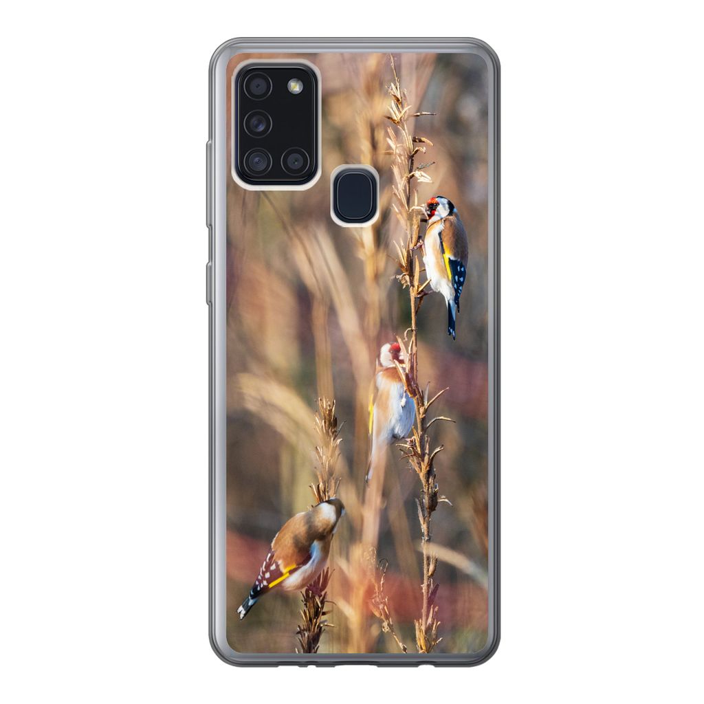 MuchoWow Handyhülle Schutzhülle Hülle für Samsung Galaxy A21s Vögel - Äste - Wald Silikon Softcase Handy Hülle - Hartschale