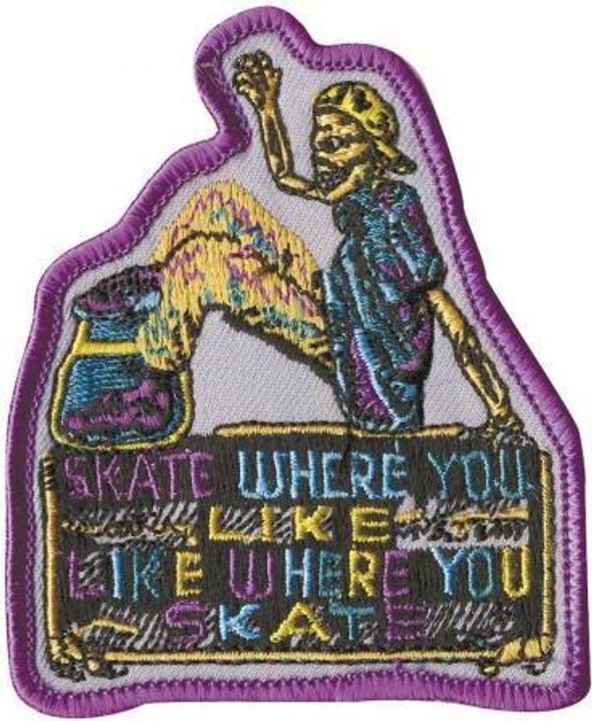 Aufnäher - Skate where you like... - 04989 - Gr. ca. 8 x 7 cm - Patches Stick Applikation