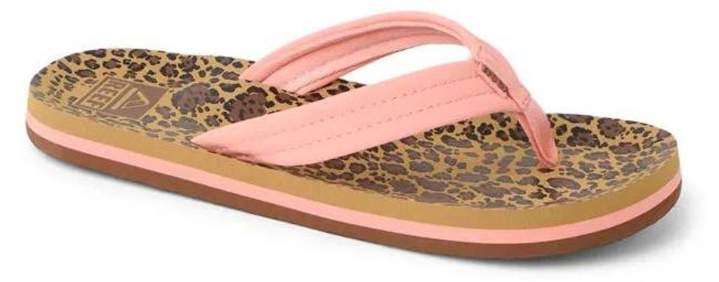 Reef Ahi Kinder Flip-Flops Rosa-Braun Tierdruck Wasserbeständig, vorgeformtes EVA-Fußbett