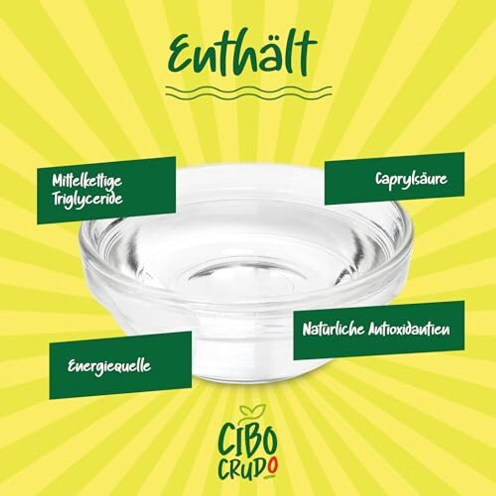 C8 MCT Kokosöl - 1 Lt. Biologische und Rein mct öl c8 für Keto Paleo oder zur Anwendung auf Körper und Haar. Veganes und Vegetarisches.