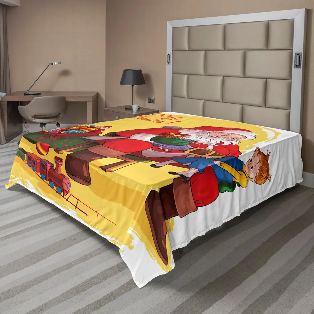 ABAKUHAUS Drap Plat de Noël Père Noël et Jouets Multicolore 266x260 cm