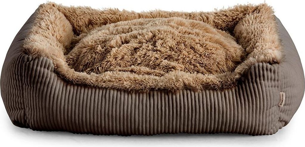 Hundebett Shaggy – Weiches, waschbares Hundekissen für mittelgroße Hunde mit Farb- und Größenwahl (L - 90x75, Braun)