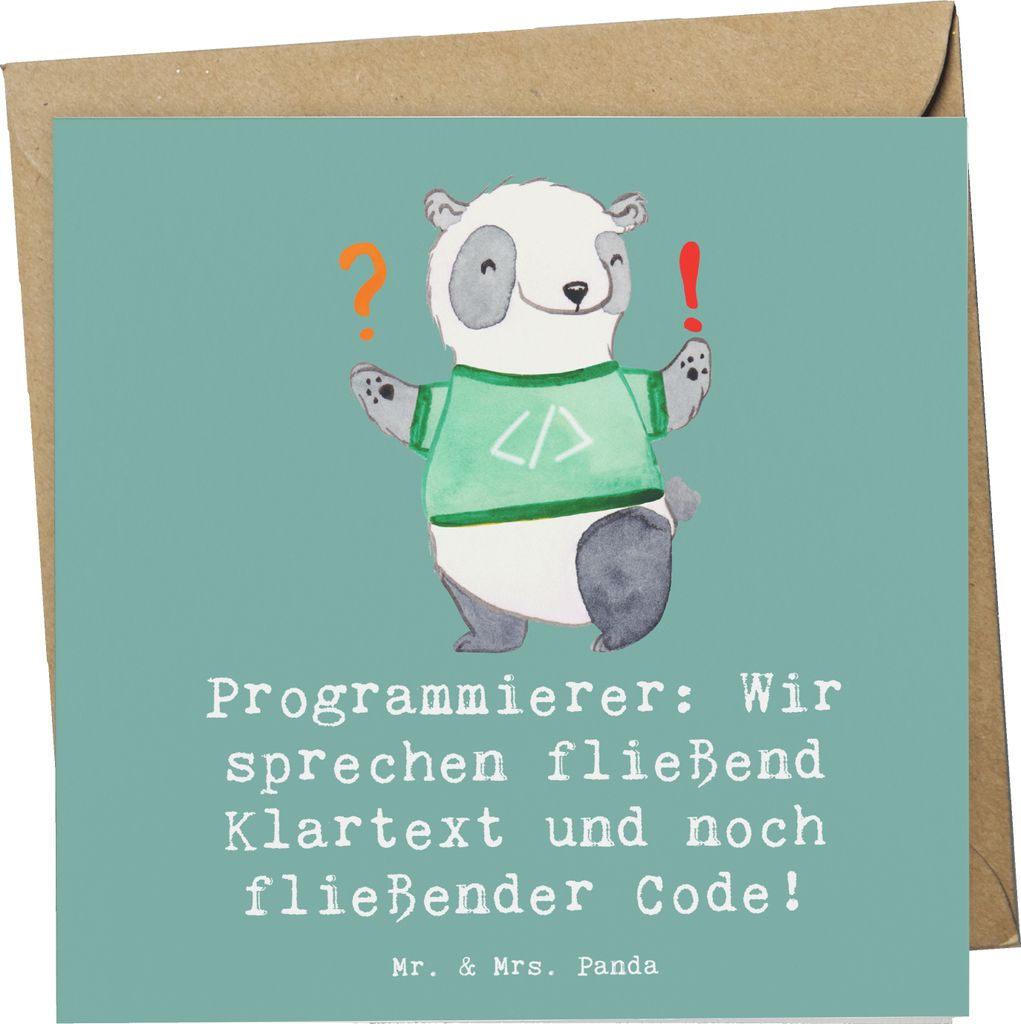 Mr. & Mrs. Panda Klappkarte Programmierer Codeflüsterer - Meeresbrise - Geschenk, Computersprache, Berufe, Logik, Glückwunschkarte, personalisier...