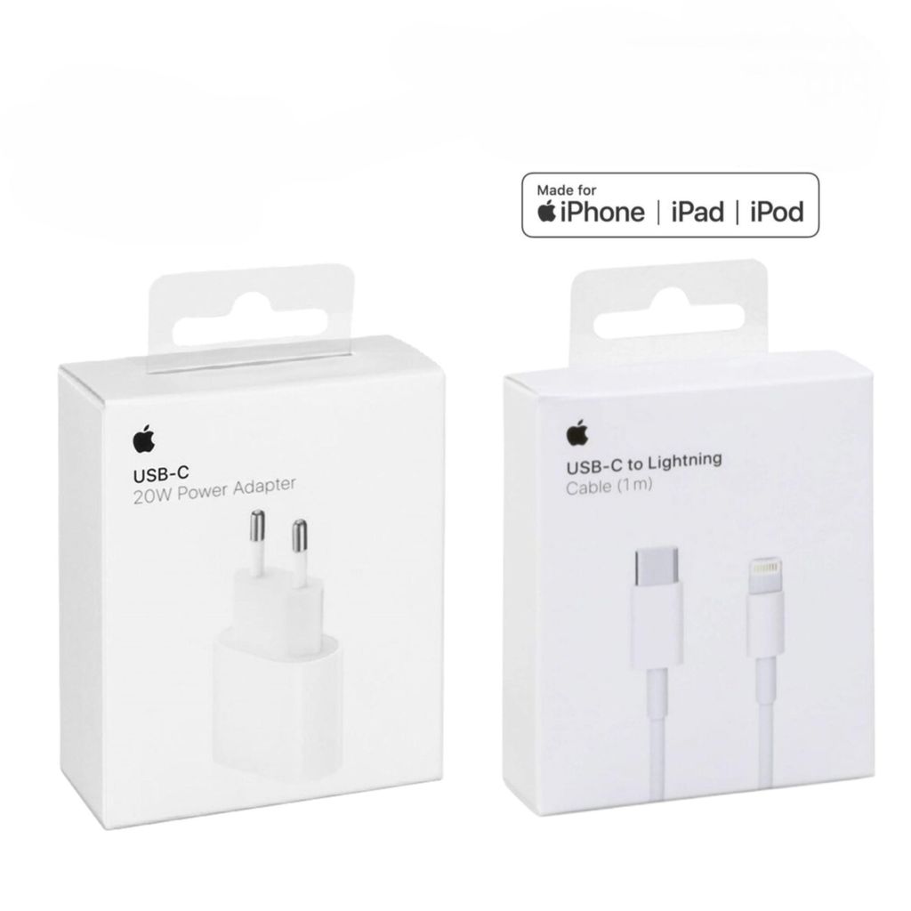 Apple iPhone 11 - 12 / 12 Pro / 12 Pro Max / 12 Mini - 20W USB-C Power Adapter Ladegerät Netzteil + Apple 1M Lightning To Usb-C Ladekabel