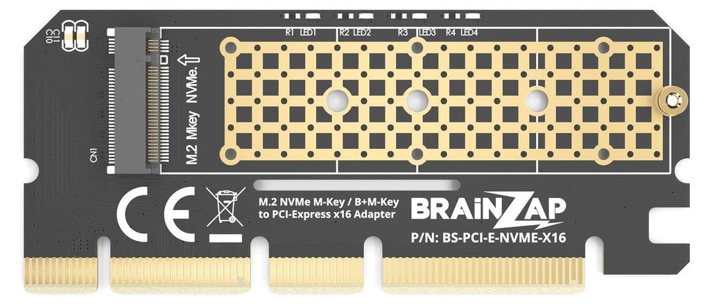 BRAINZAP M.2 NVMe SSD Zu PCIe 3.0 X16 Adapter Karte - M Key M+B Key Konverter