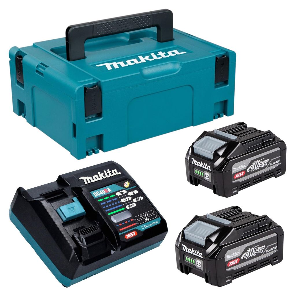 Makita Power Source Kit 2x BL 4040 F Akku 40 V max. 4,0 Ah XGT ( 2x 1910N6-8 ) + DC 40 RA Ladegerät ( 191E07-8 ) + Makpac