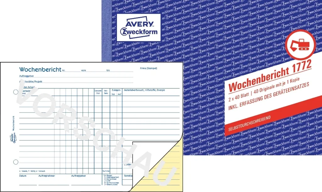 AVERY Zweckform 1772 Rapport hebdomadaire SD A5 Horizontal Lot de 10
